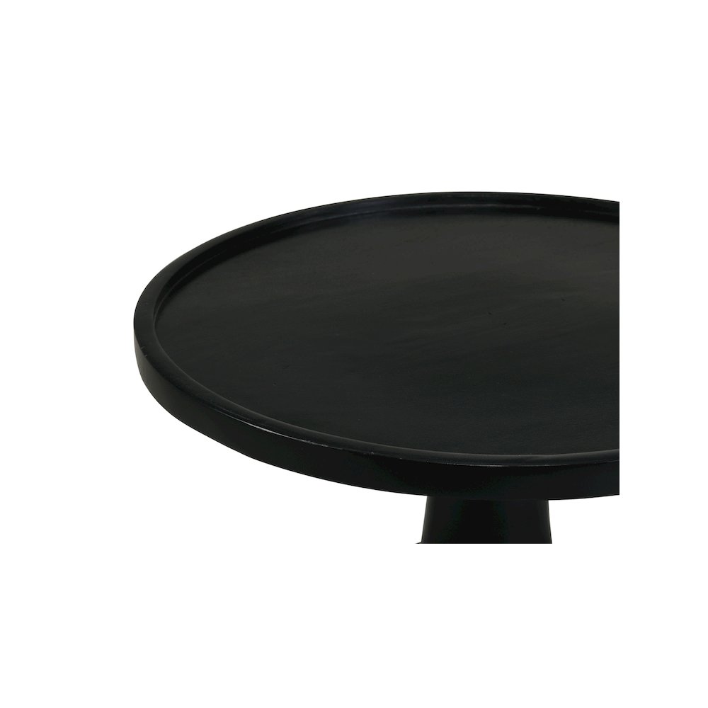 Ixia Round Solid Mango Wood Accent Side Table Black Stain