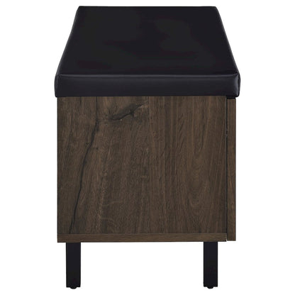 Addie 2-door Padded Entryway Shoe Storage Bench Smoked Oak