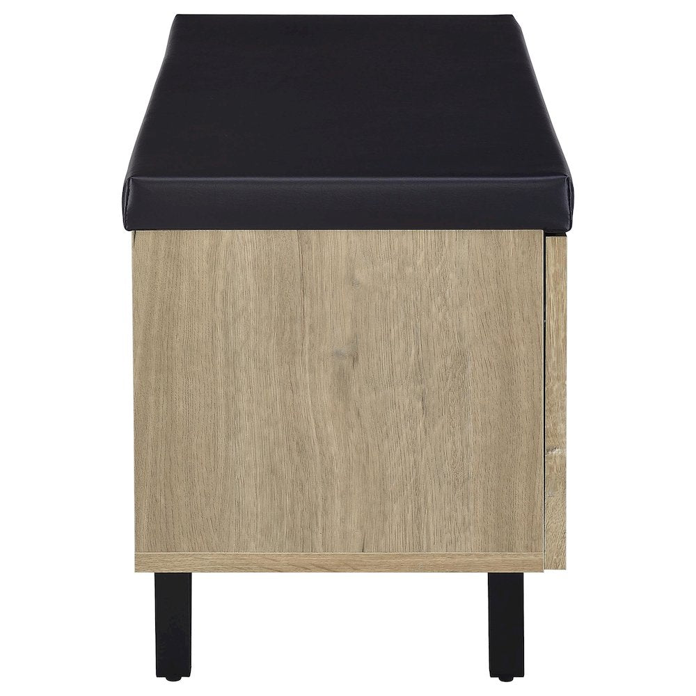 Addie 2-door Padded Entryway Shoe Storage Bench White Oak