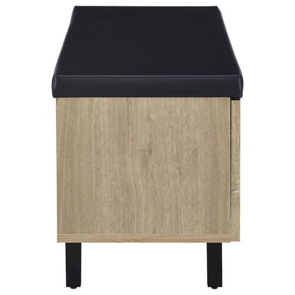 Addie 2-door Padded Entryway Shoe Storage Bench White Oak
