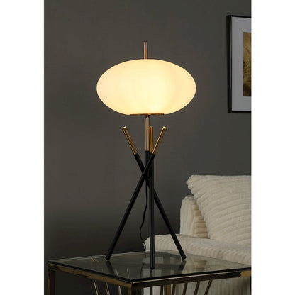 Layton White Orb Shade Tripod Table Lamp Black