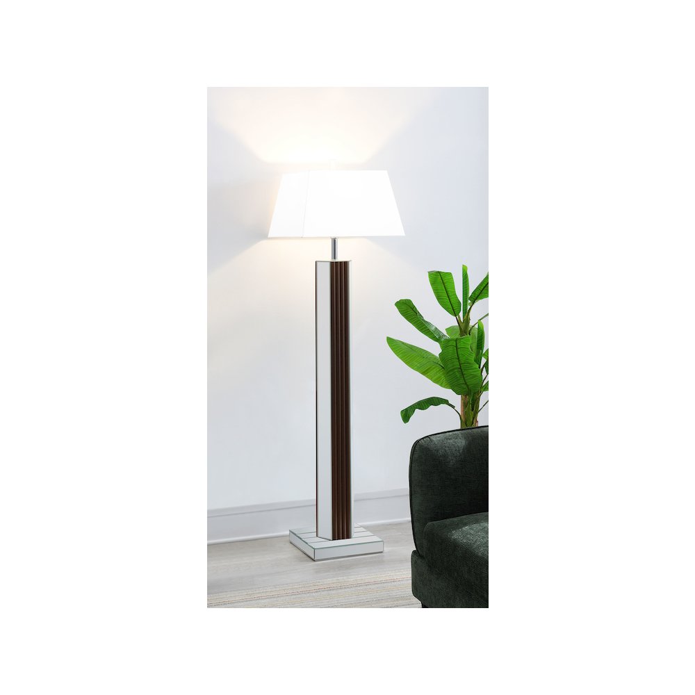 Elena 67-inch Square Tapered Mirrored Floor Lamp Brown