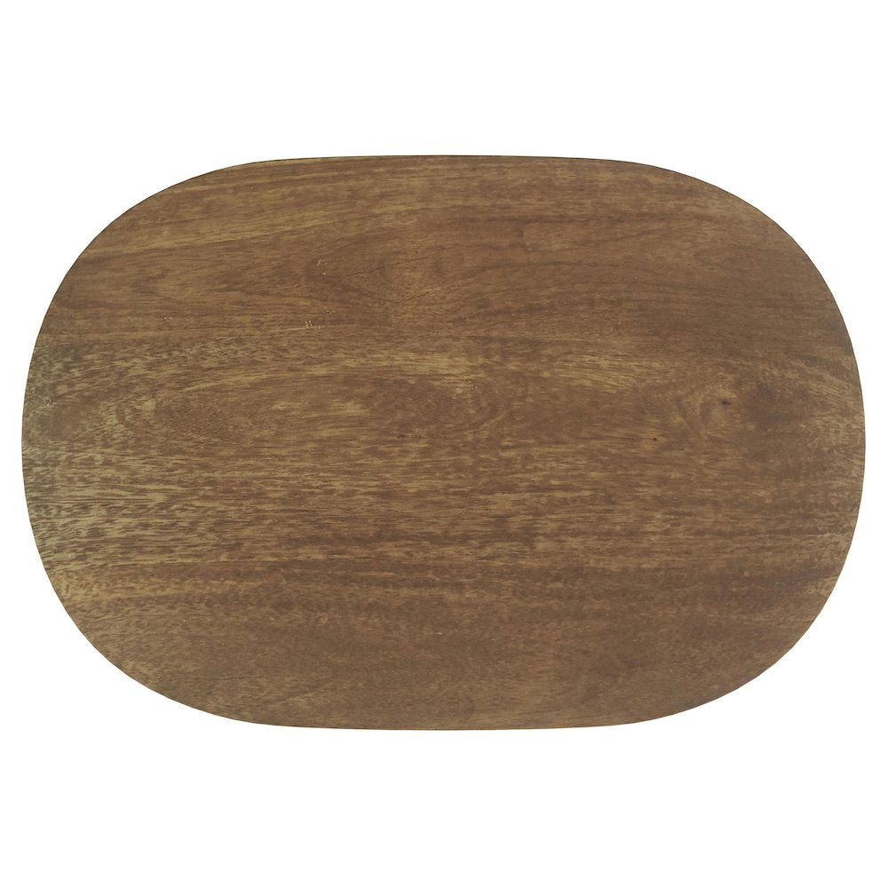 Fletcher Oval Solid Mango Wood Accent Side Table Brown