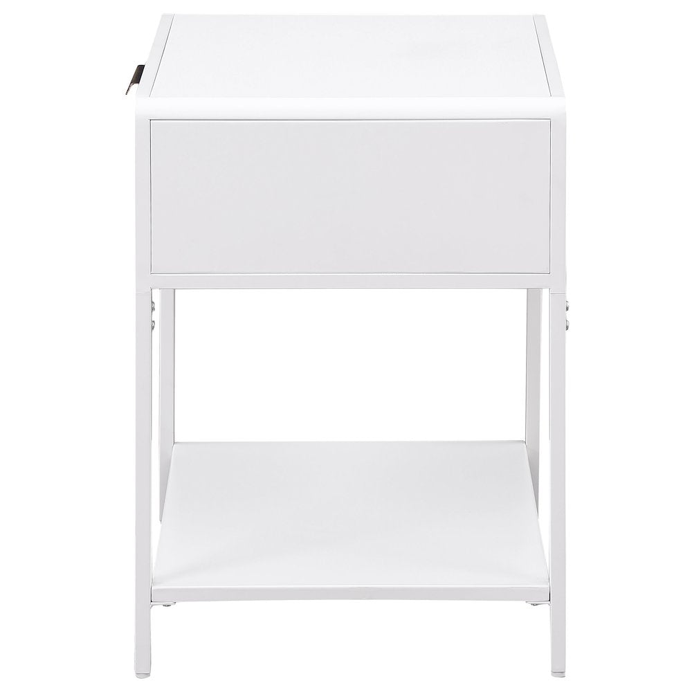 Amherst 1-drawer Radio Weave Cane Metal Bedside Table White