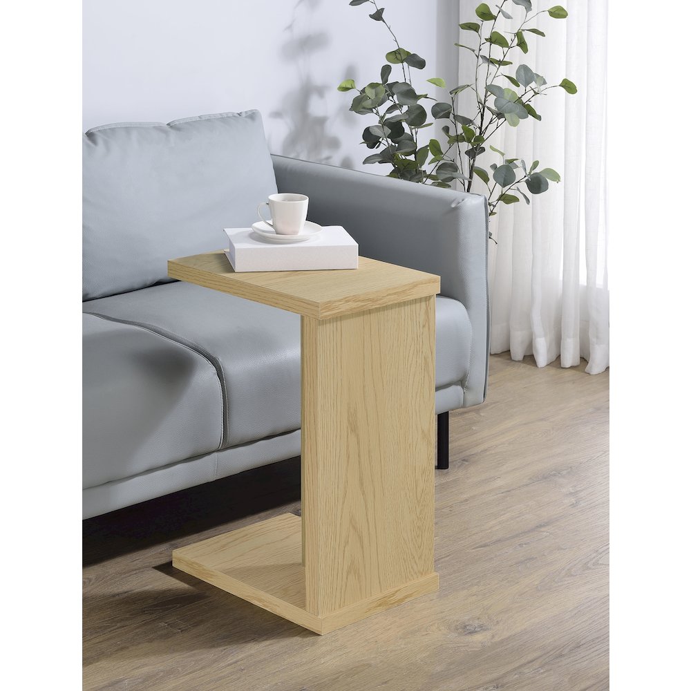 Clower Engineered Wood C-Shaped Sofa Side Table Light Oak