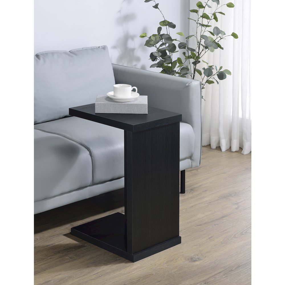 Clower Engineered Wood C-Shaped Sofa Side Table Black