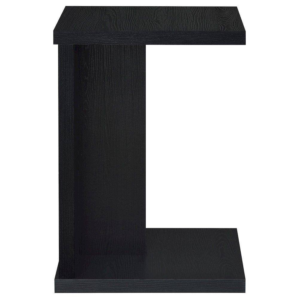 Clower Engineered Wood C-Shaped Sofa Side Table Black