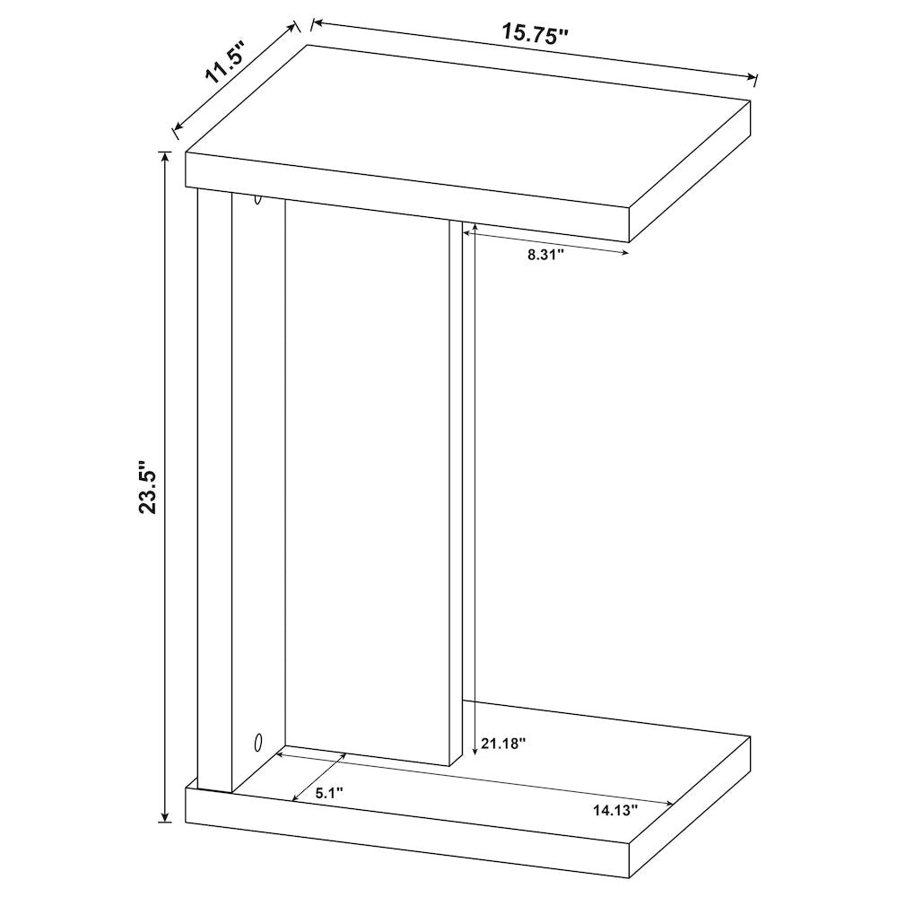 Clower Engineered Wood C-Shaped Sofa Side Table Black