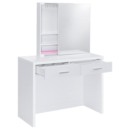 Bunbury Makeup Vanity Table Set Storage Mirror and Stool White