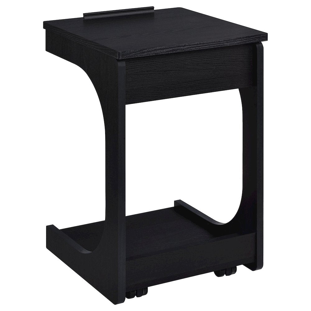 Ralston C-Shaped Lift-Top Sofa Side Table With Casters Black
