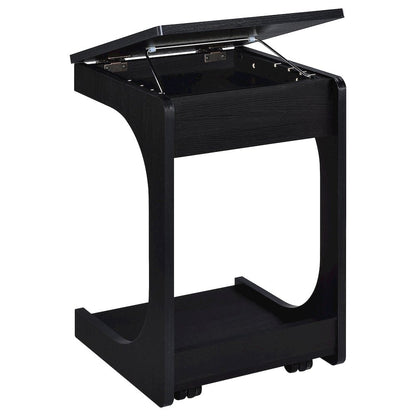 Ralston C-Shaped Lift-Top Sofa Side Table With Casters Black