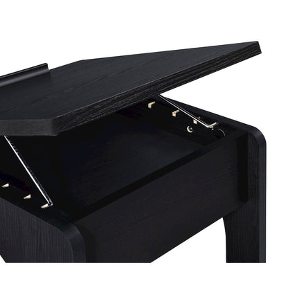 Ralston C-Shaped Lift-Top Sofa Side Table With Casters Black
