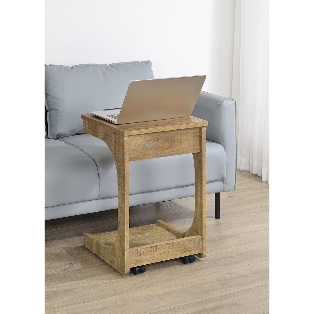 Ralston C-Shaped Lift-Top Sofa Side Table With Casters Mango