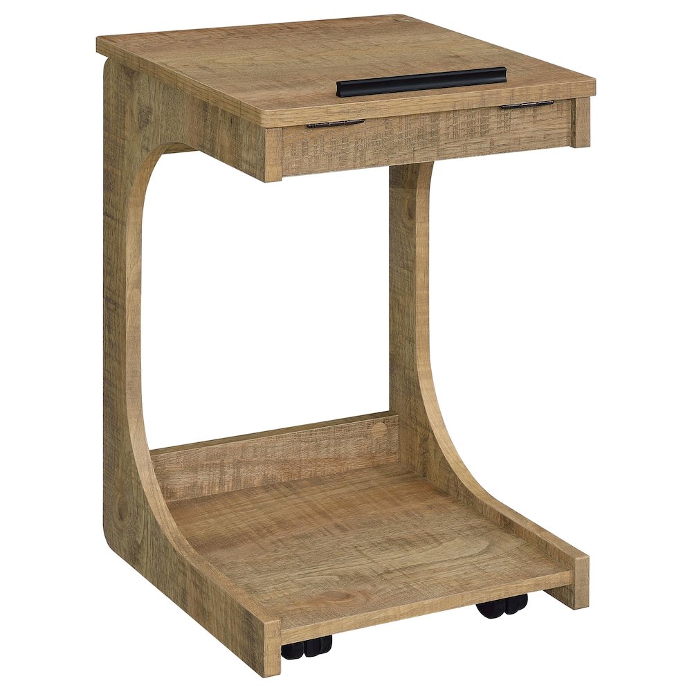 Ralston C-Shaped Lift-Top Sofa Side Table With Casters Mango