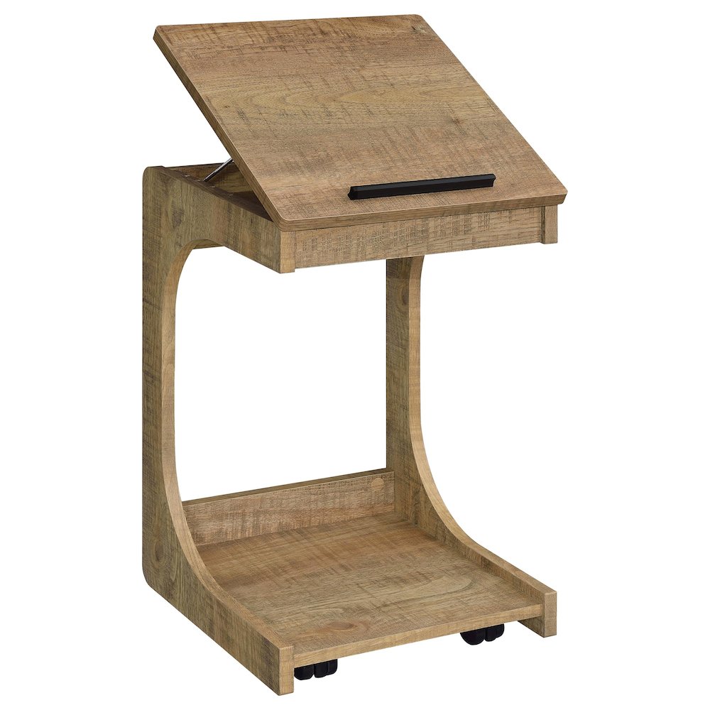 Ralston C-Shaped Lift-Top Sofa Side Table With Casters Mango