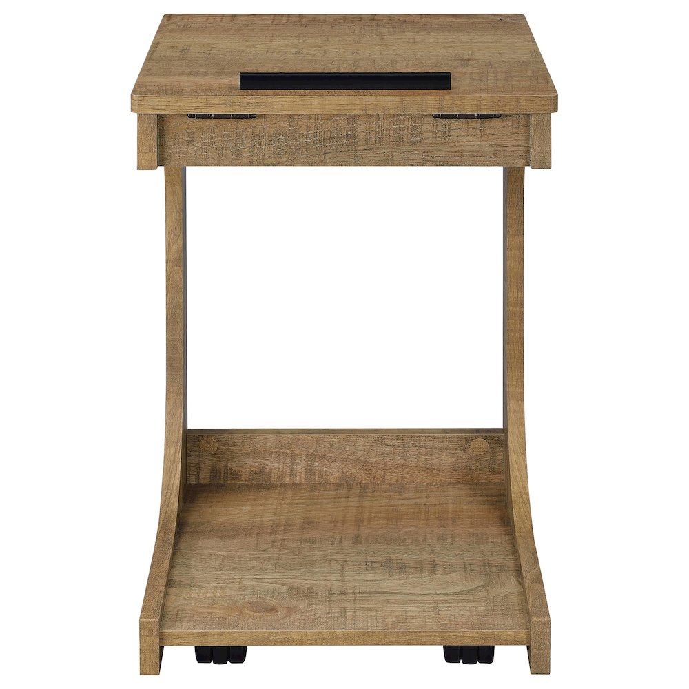 Ralston C-Shaped Lift-Top Sofa Side Table With Casters Mango