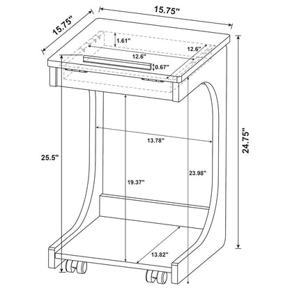 Ralston C-Shaped Lift-Top Sofa Side Table With Casters Mango