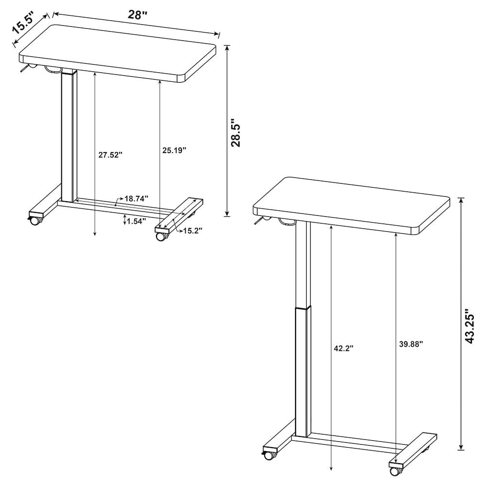 Westpark Pneumatic Adjustable C-Shape Side Table with Casters Mango