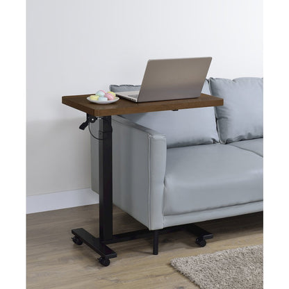 Westpark Pneumatic Adjustable C-Shape Side Table with Casters Dark Pine