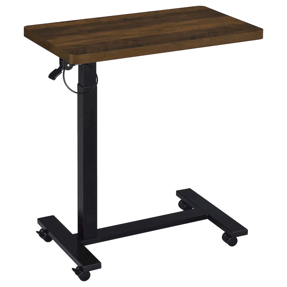 Westpark Pneumatic Adjustable C-Shape Side Table with Casters Dark Pine
