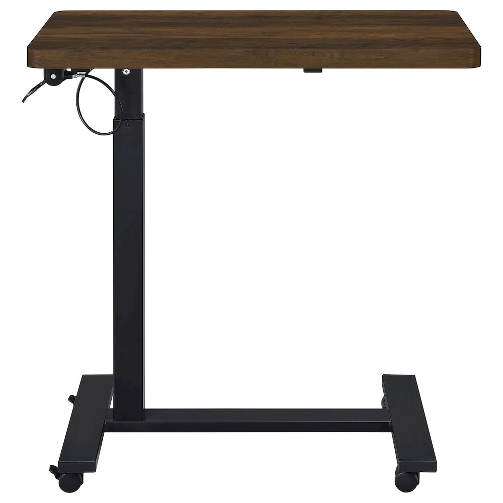 Westpark Pneumatic Adjustable C-Shape Side Table with Casters Dark Pine