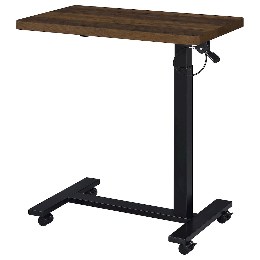 Westpark Pneumatic Adjustable C-Shape Side Table with Casters Dark Pine