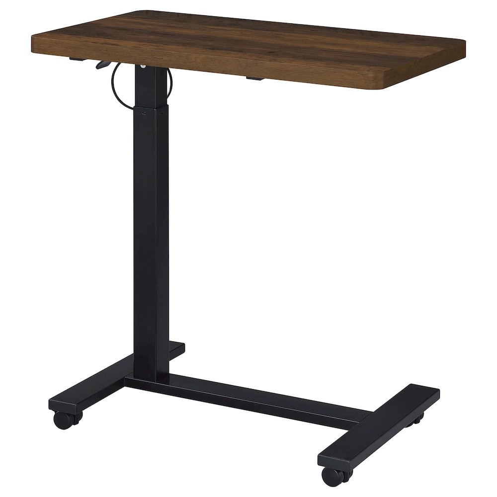 Westpark Pneumatic Adjustable C-Shape Side Table with Casters Dark Pine