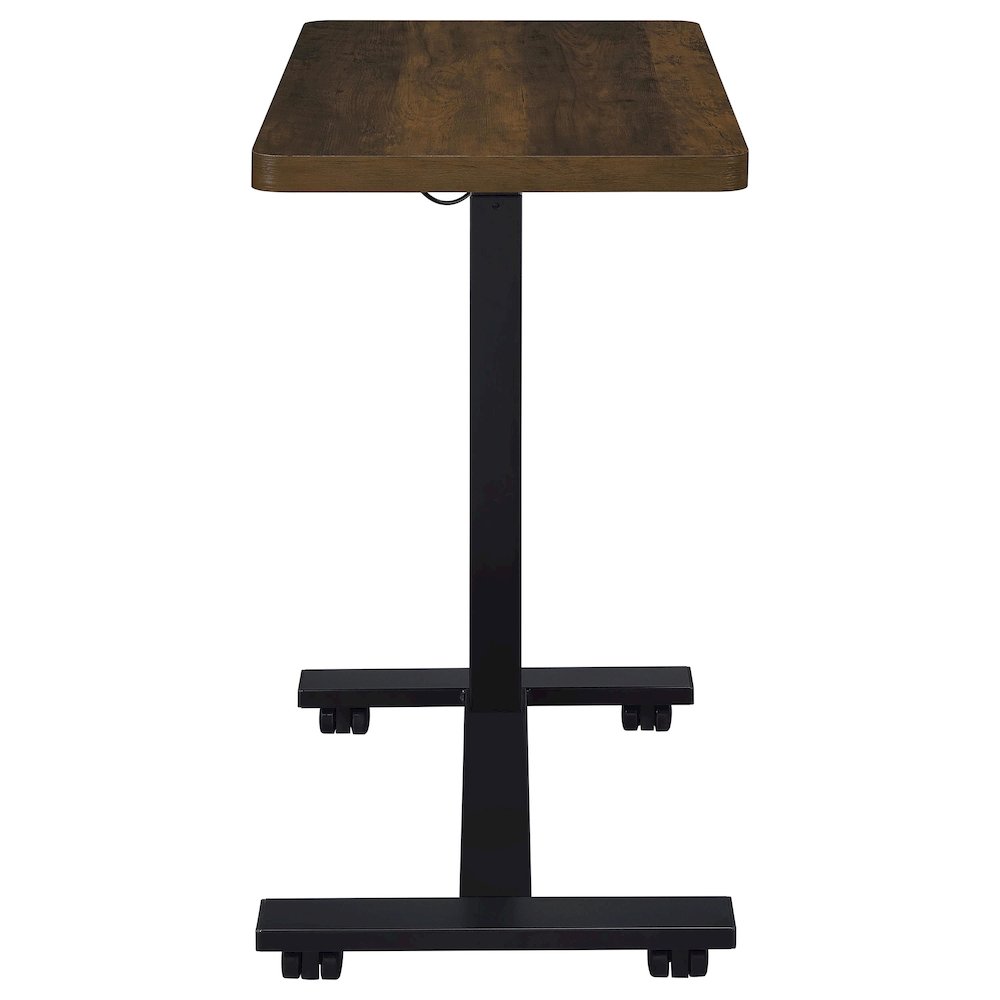Westpark Pneumatic Adjustable C-Shape Side Table with Casters Dark Pine