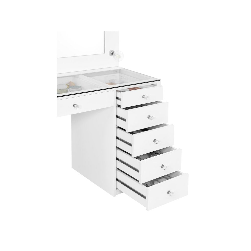 Acena 7-drawer Vanity Set with Lighting White High Gloss