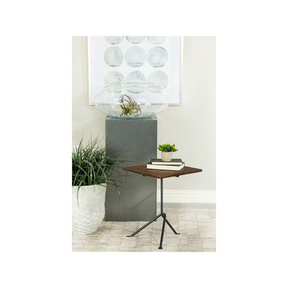 Heitor Square Wood Top Accent Side Table Dark Brown