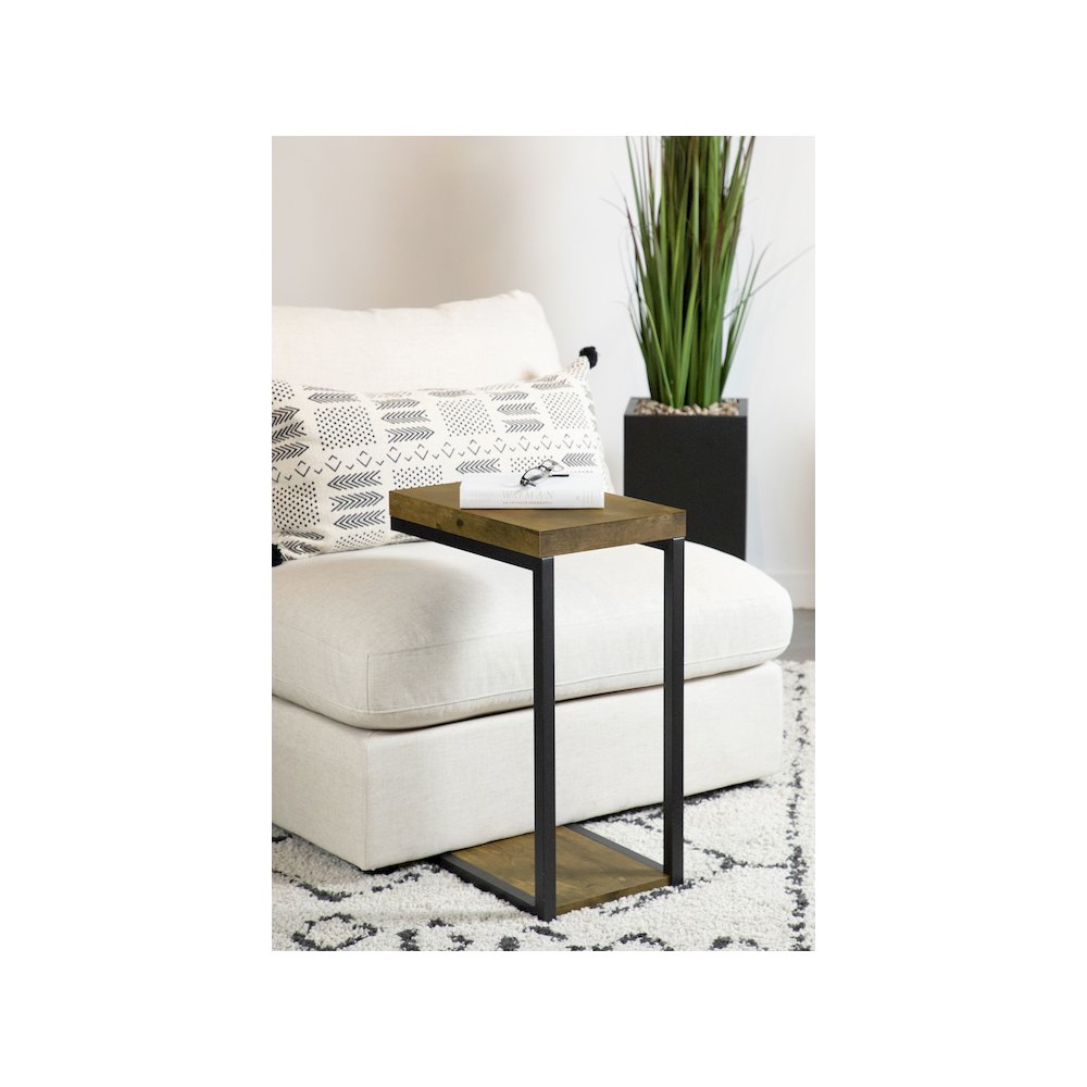 Beck Engineered Wood C-Shape Sofa Side Table Antique Nutmeg