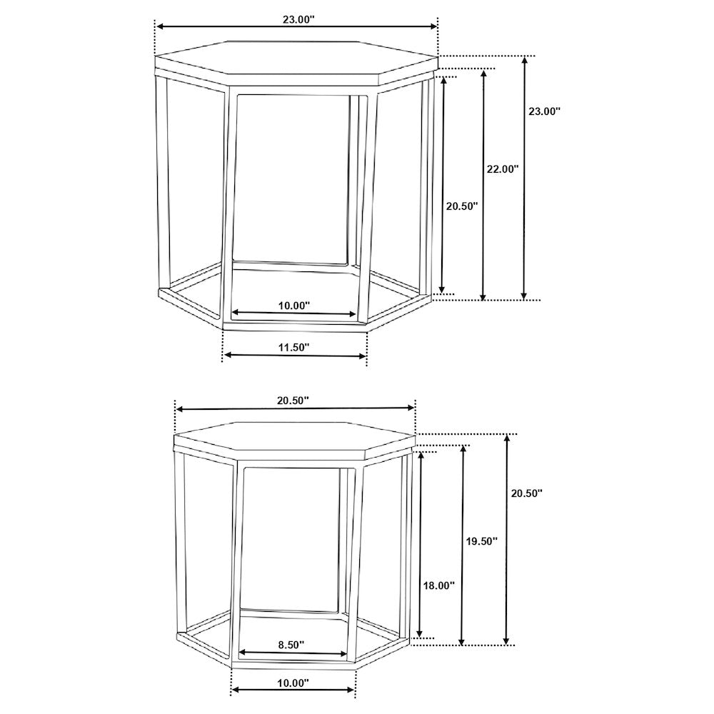 Adger 2-piece Hexagonal Nesting Tables Natural and Black