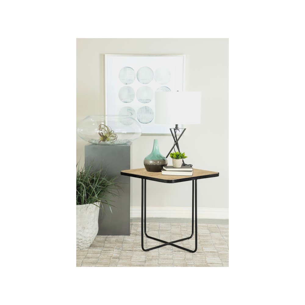 Elyna Square Stone Top Accent Side Table Beige