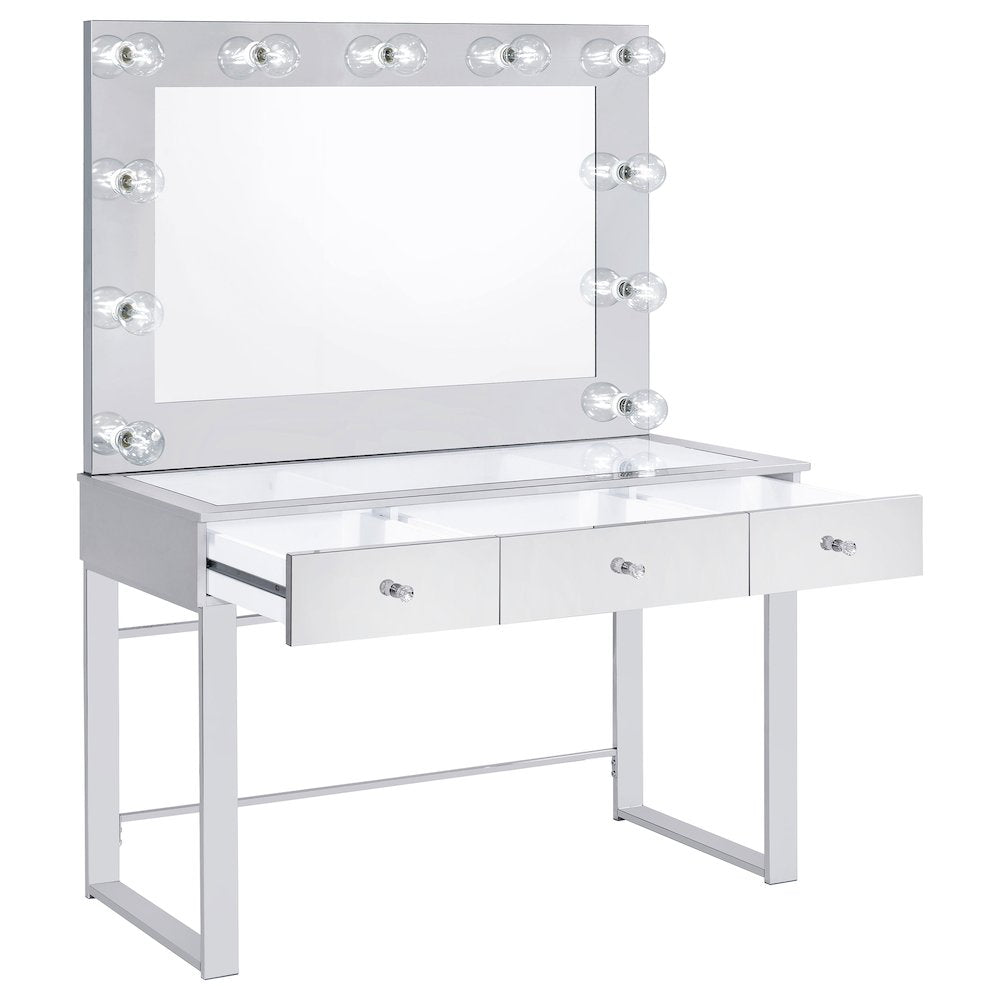 Umbridge 3-drawer Vanity Set with Lighting Chrome and White