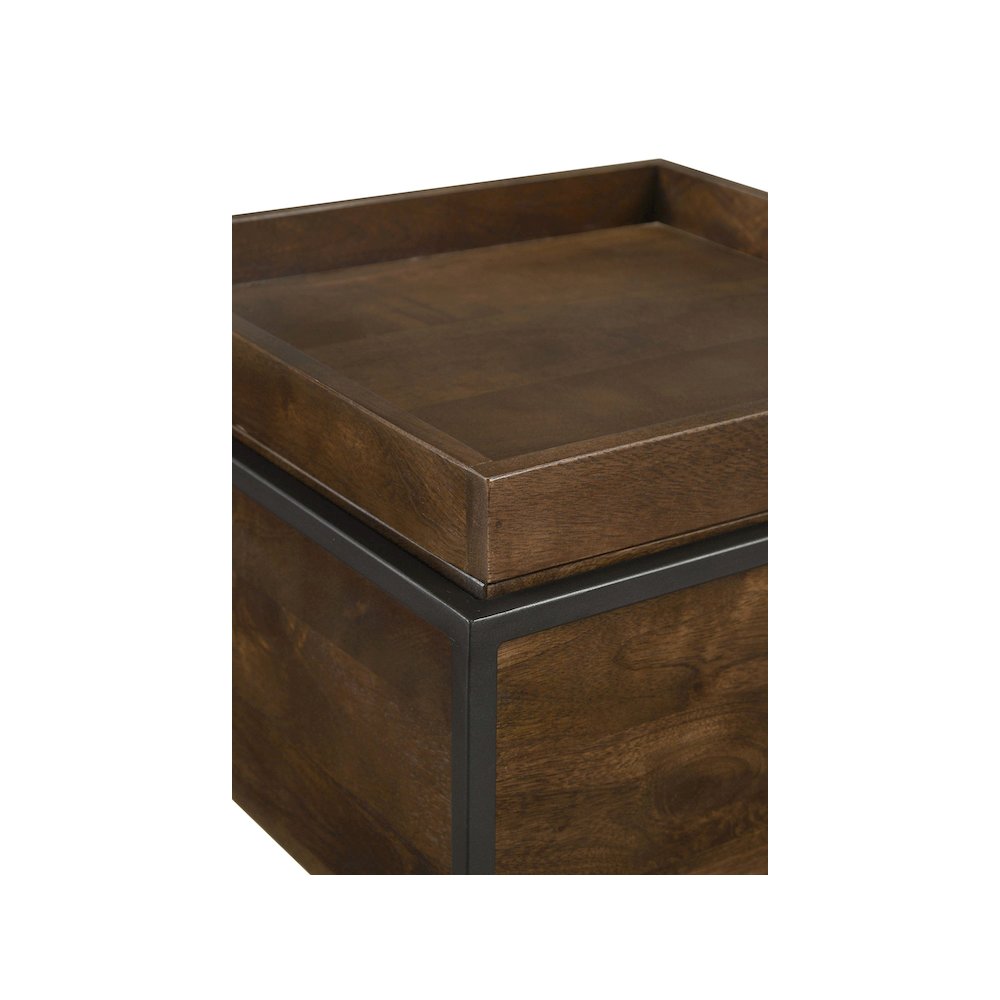 Ondrej Square Accent Side Table Removable Tray Dark Brown