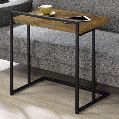 Dani Rectangular C-Shaped Sofa Side Table Rustic Nutmeg