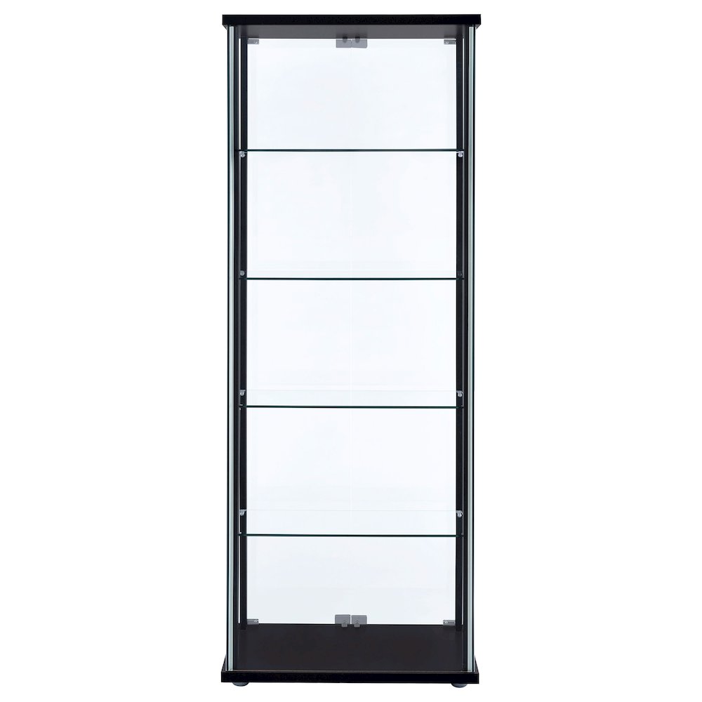 Delphinium 5-shelf Clear Glass Curio Display Cabinet Black