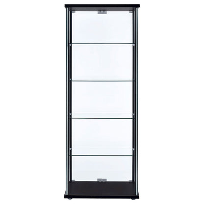 Delphinium 5-shelf Clear Glass Curio Display Cabinet Black