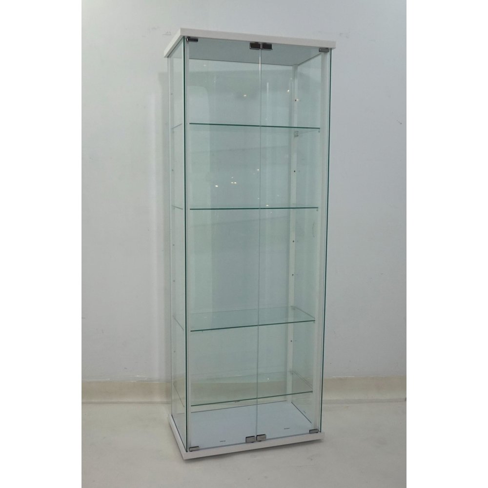 Delphinium 4-Shelf Clear Glass Curio Display Cabinet White