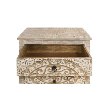 Mariska 3-drawer Wood Mandala Cabinet Distressed White