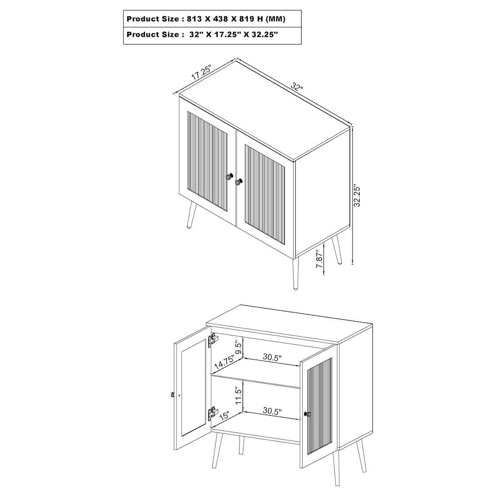 Nieta 2-door Engineered Wood Accent Cabinet White High Gloss