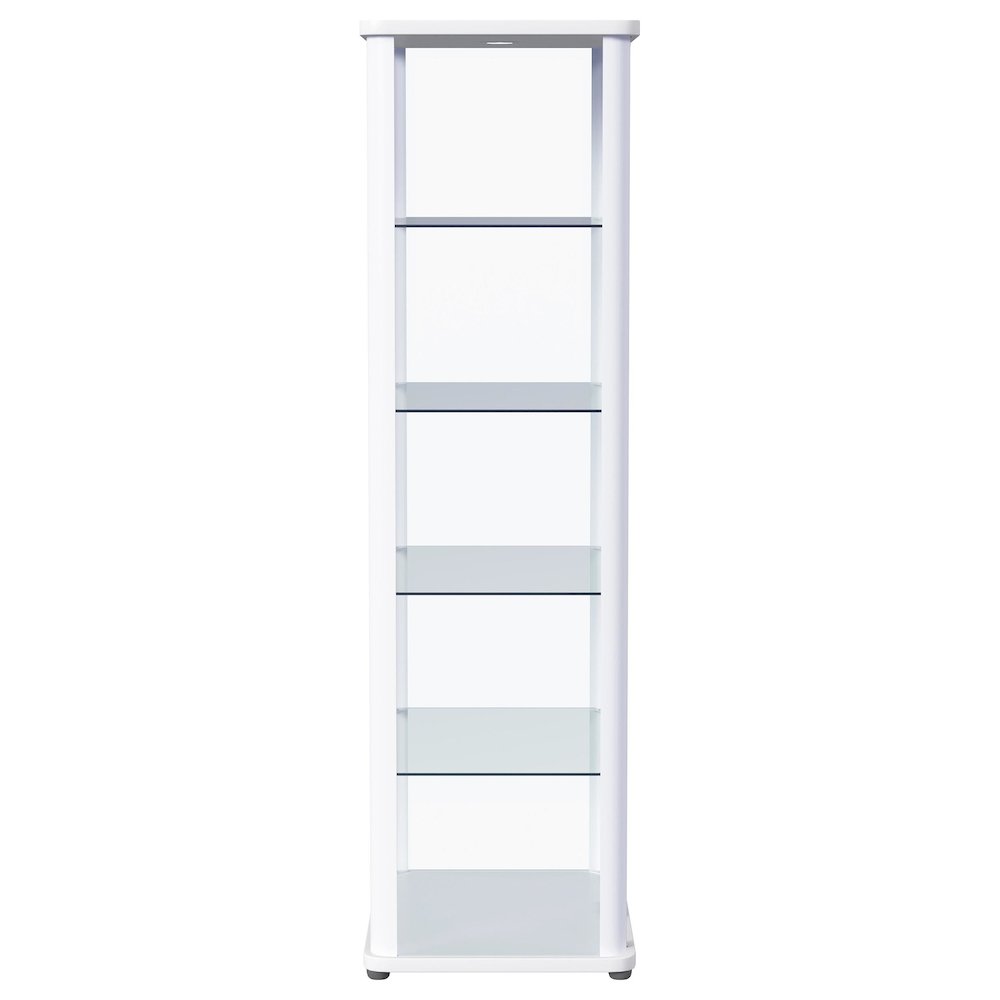 Aero 5-shelf Display Curio Cabinet with LED Lighting White