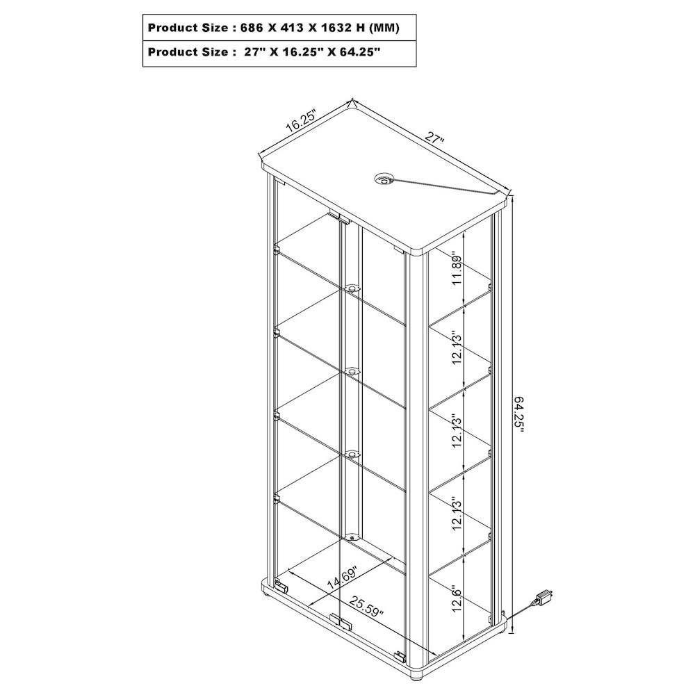 Aero 5-shelf Display Curio Cabinet with LED Lighting White