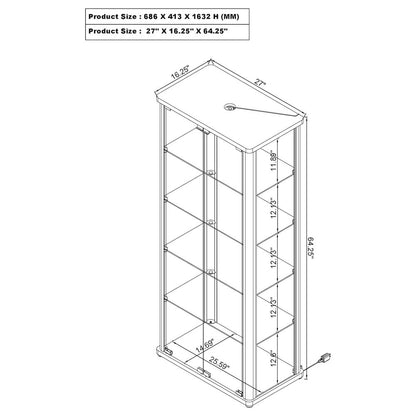 Aero 5-shelf Display Curio Cabinet with LED Lighting White