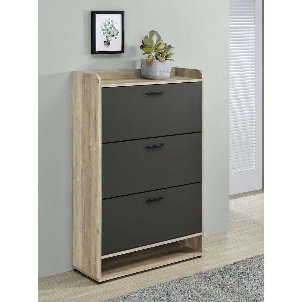 Denia 3-tier Engineered Wood Shoe Cabinet Grey