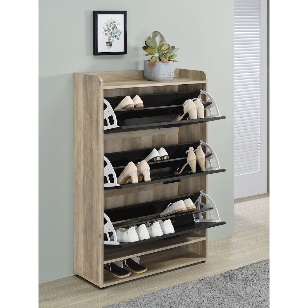 Denia 3-tier Engineered Wood Shoe Cabinet Grey