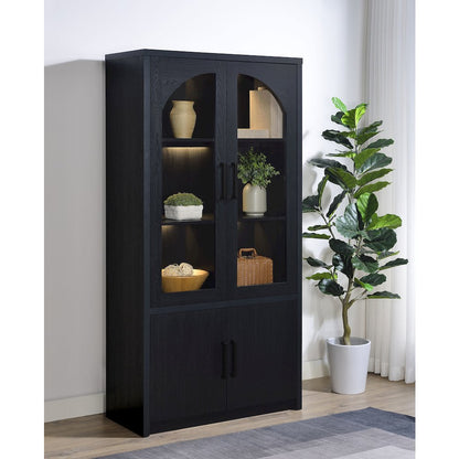Riva 4-door Tall Accent Display Cabinet LED Lighting Black