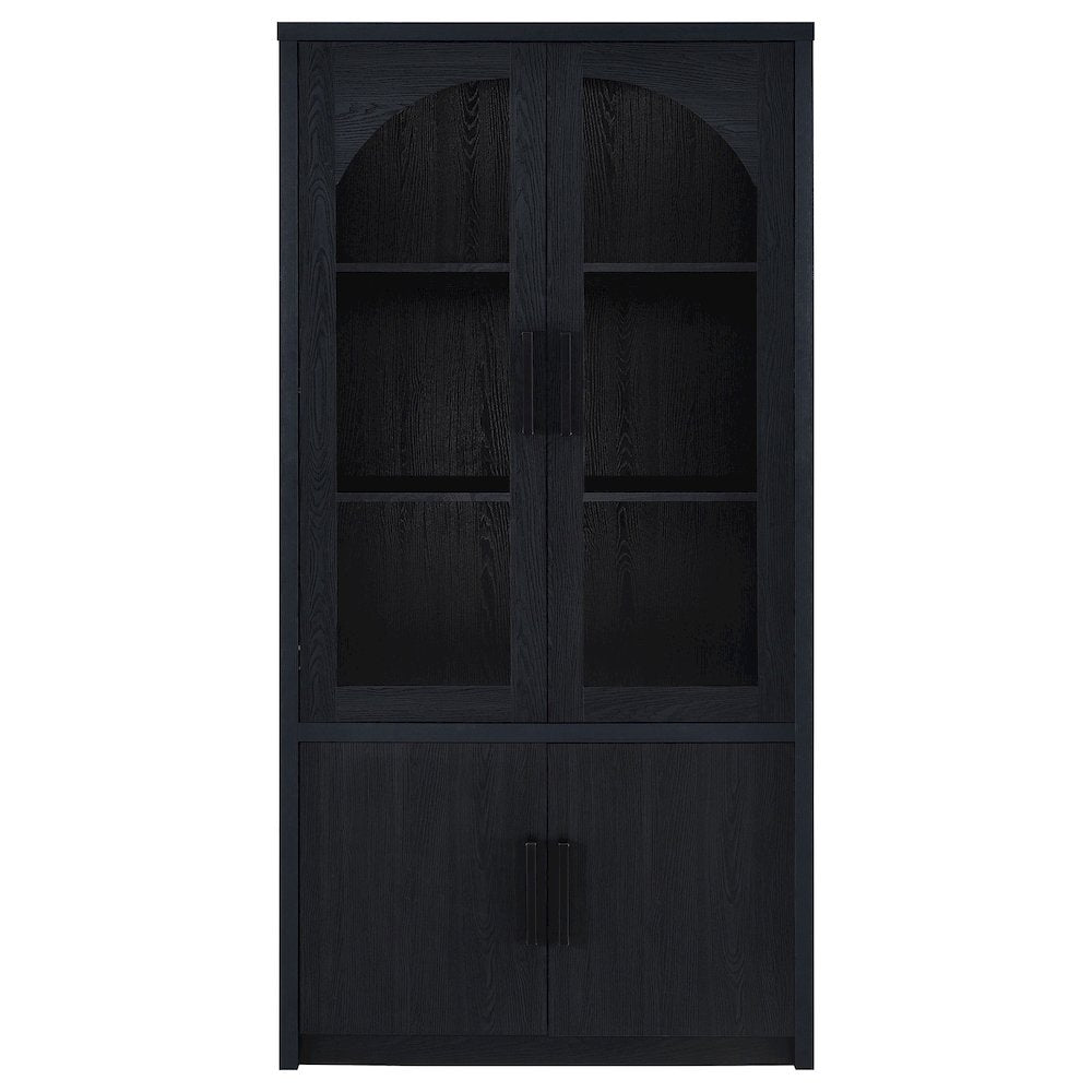 Riva 4-door Tall Accent Display Cabinet LED Lighting Black