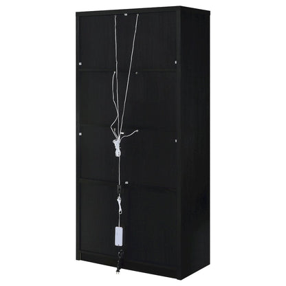 Riva 4-door Tall Accent Display Cabinet LED Lighting Black