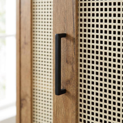 Tall Shoe Storage Cabinet with Doors, Farmhouse Style, Natural Oak